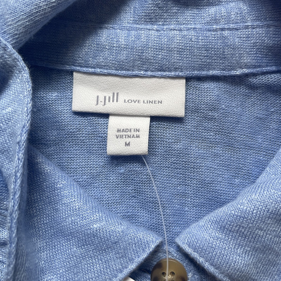 J Jill‎ Shirt Women Medium Blue Love Linen Lightweight Clearpond Button Up Top - Picture 5 of 13